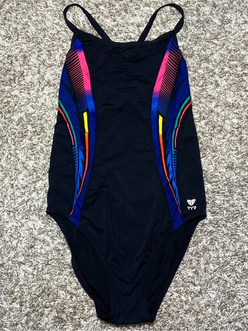 TYR Black Rainbow Multicolor One Piece Diamondfit Women’s Size 38